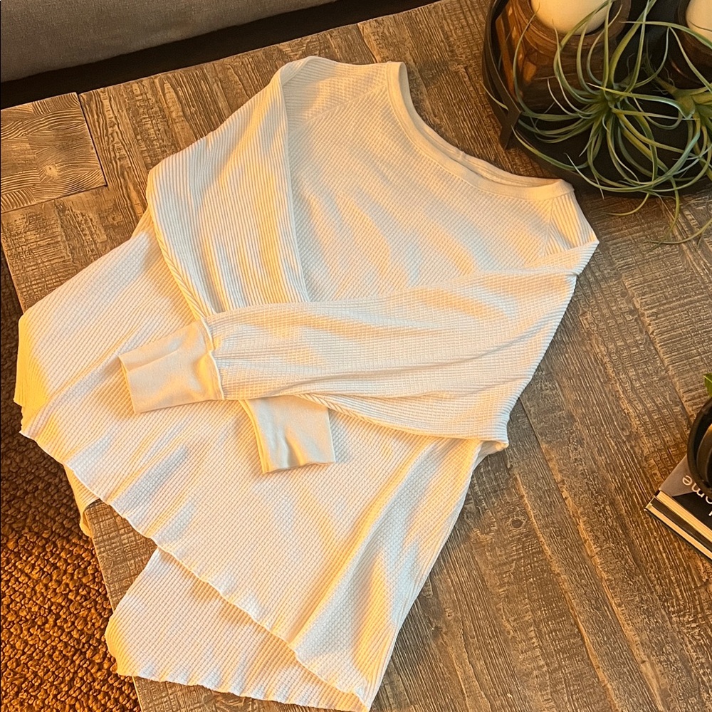Free People Cream Long Sleeve Top